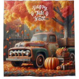 Rideaux De Douche Camion de ferme rustique/vintage d'automne