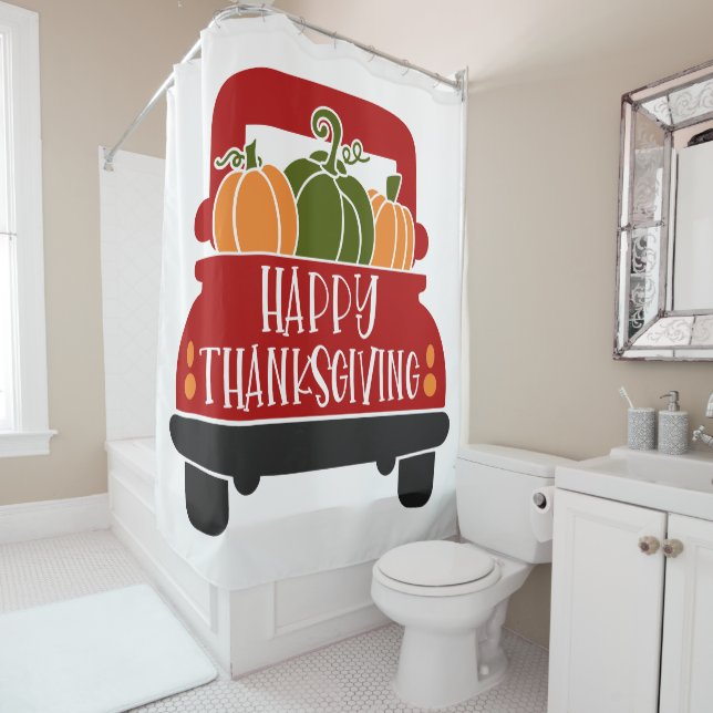 Rideaux De Douche Camion de Thanksgiving (En situation)