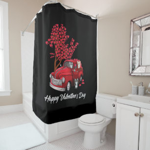 Rideaux De Douche Camion Rouge Joyeux Valentines Jour Chihuahua coeu