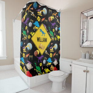 Rideaux De Douche Camions de construction Astronaut Dinosaures dans