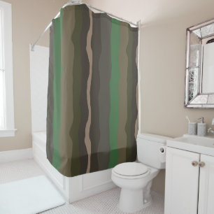 Rideaux De Douche Camo et bandes abstraites vertes