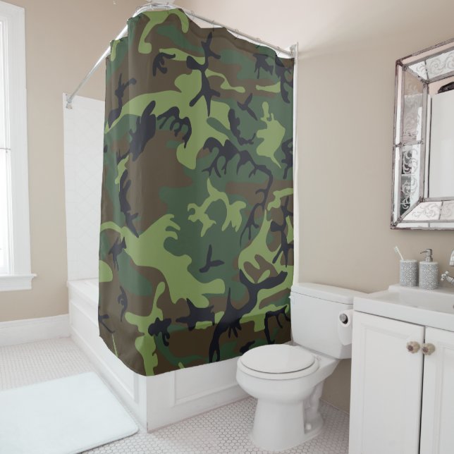 Rideaux De Douche Camo Militaire Forêt Verte (En situation)