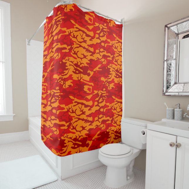 Rideaux De Douche Camo rouge lave (En situation)
