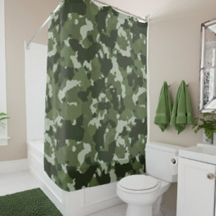 Rideaux De Douche Camouflage Camo Vert Armée Woodland