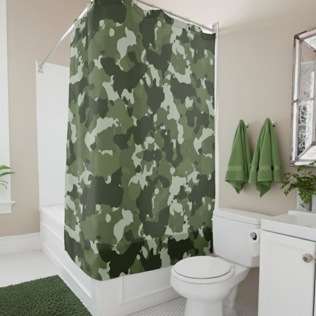 Rideaux De Douche Camouflage Camo Vert Armée Woodland (Créateur téléchargé)