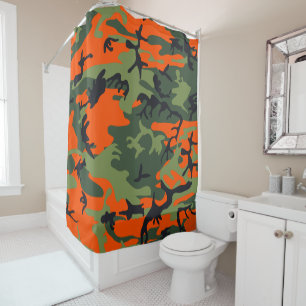 Rideaux De Douche Camouflage orange et vert, Militaire, Armée