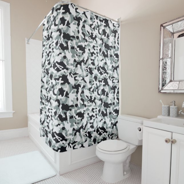 Rideaux De Douche Camouflage Poussière de Neige  (En situation)