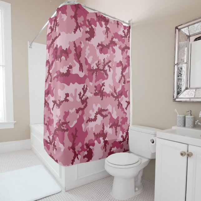 Rideaux De Douche Camouflage rose (En situation)