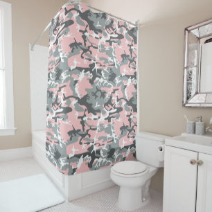 Rideaux De Douche Camouflage rose et gris, Militaire, Armée