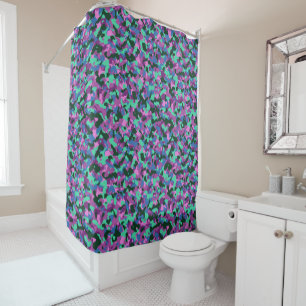 Rideaux De Douche Camouflage rose vert turquoise Motif Camo
