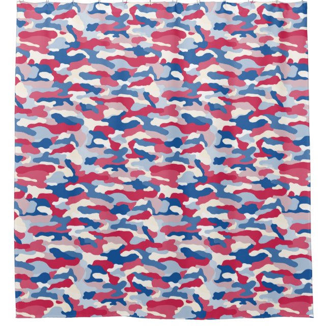 Rideaux De Douche Camouflage rouge blanc et bleu (Devant)