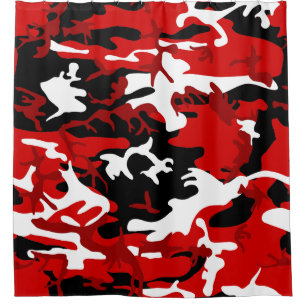 Rideaux De Douche camouflage rouge noir blanc camo