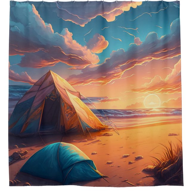 Rideaux De Douche Camping au lever du soleil (Devant)
