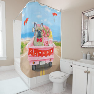Rideaux De Douche Camping-car de la Saint-Valentin pour Bouledogue F