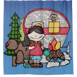 Rideaux De Douche Camping pour filles à Woods Bear Campfire