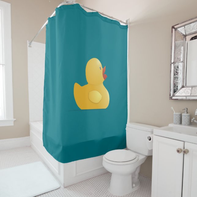 Rideaux De Douche Canard en caoutchouc jaune (En situation)