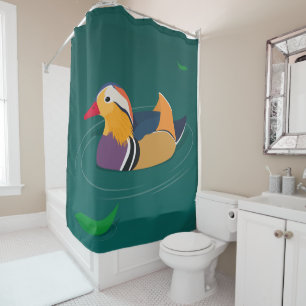 Rideaux De Douche Canard mandarin coloré Art numérique moderne