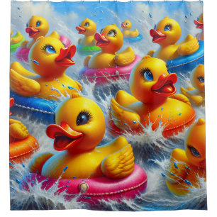 Rideaux De Douche "Canards en caoutchouc pour Rafting en eau blanche
