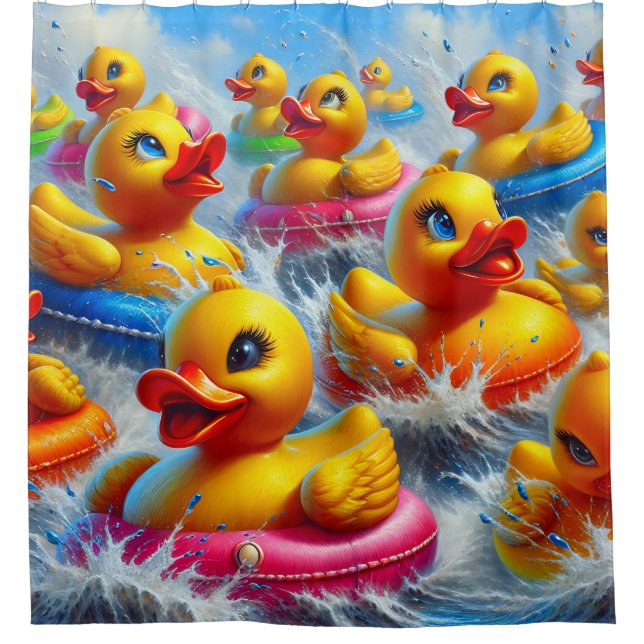 Rideaux De Douche "Canards en caoutchouc pour Rafting en eau blanche (Devant)
