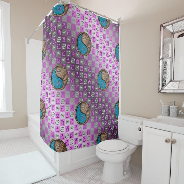 Rideaux De Douche Cancer & Coq de Terre (En situation)