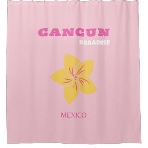 Rideaux De Douche Cancun Travel Art, Mexique, Preppy, Pink Preppy Ar