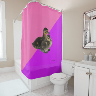 Rideaux De Douche Canetons sur framboise rose et sorbet violet