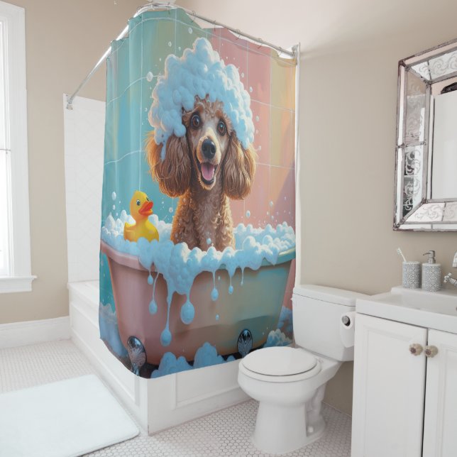 Rideaux De Douche Caniche Dégoulinant Endormi Mignon Drôle (En situation)