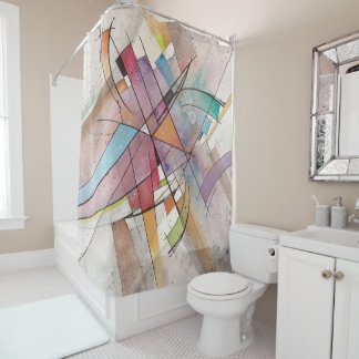 Rideaux De Douche CANTATE dans l'art abstrait PRINCIPAL EN PASTEL