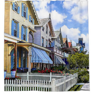 Rideaux De Douche Cape May NJ - Rue victorienne colorée