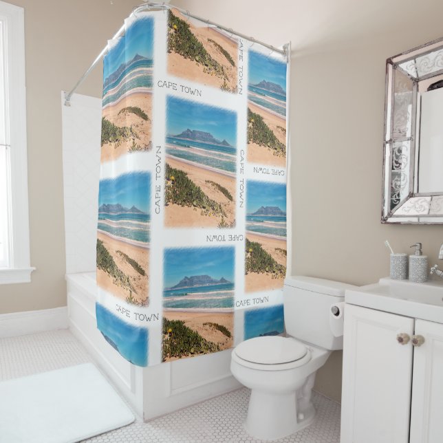 Rideaux De Douche Cape Town Table Mountain Beach Vue sur l'océan (En situation)