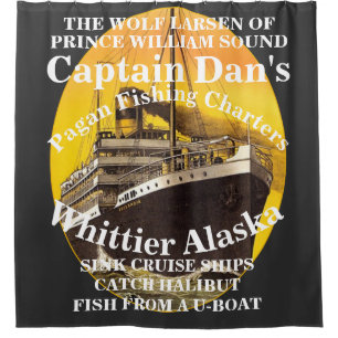 RIDEAUX DE DOUCHE CAPITAINE DAN LE LARSEN DU LOUP D'ALASKA AK