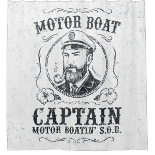 Rideaux De Douche Capitaine de bateau à moteur drôle Pontoon bateau