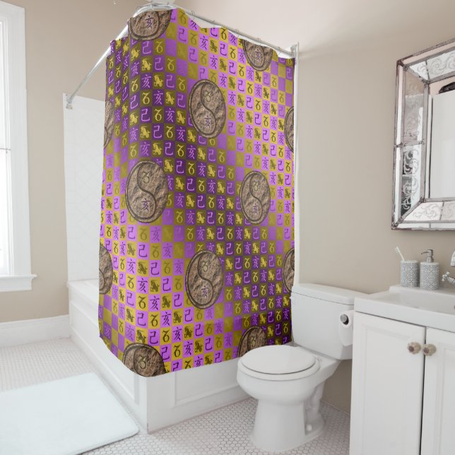 Rideaux De Douche Capricorne & Sanglier de Terre (En situation)