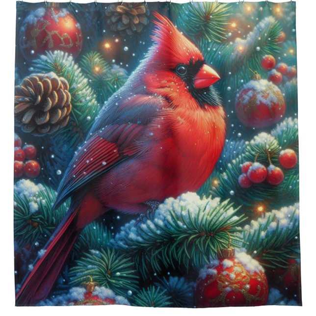 Rideaux De Douche Cardinal de Noël/hiver (Devant)