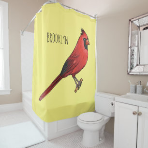 Rideaux De Douche Cardinal du Nord dessin animé d'oiseau