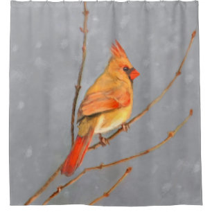 Rideaux De Douche Cardinal sur la peinture de branche - Art original