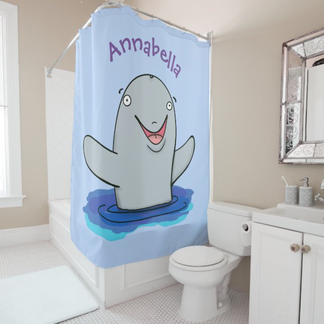 Rideaux De Douche Caricature adorable de marsouin (En situation)