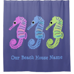 Rideaux De Douche Caricature colorée Seashorses Poissons Personnali