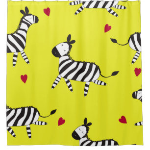 Rideaux De Douche Caricature Cute Zebra sans couture motif arrière -