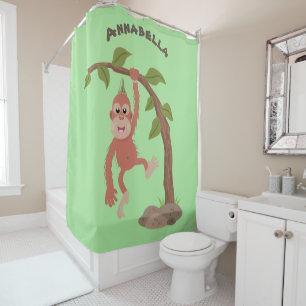 Rideaux De Douche Caricature de bébé orangoutan joyeux