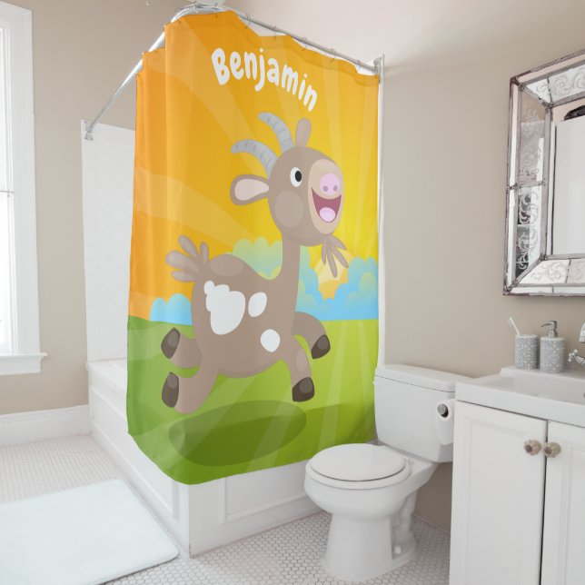 Rideaux De Douche Caricature de chèvre billy joyeux (En situation)