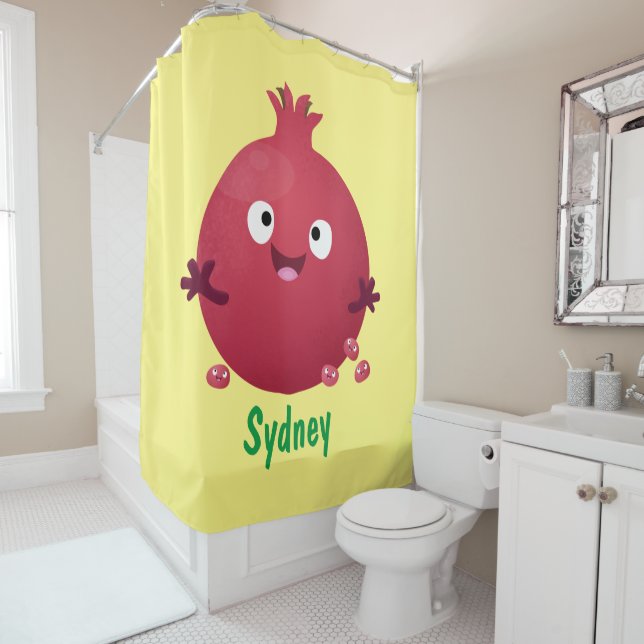 Rideaux De Douche Caricature de fruits à la grenade joyeux (En situation)