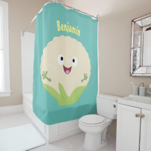 Rideaux De Douche Caricature de légume de chou-fleur joyeux