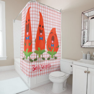 Rideaux De Douche Caricature de piments chantants mignons