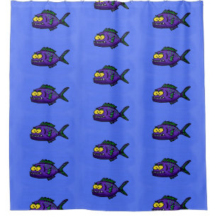 Rideaux De Douche Caricature de poisson de Piranha