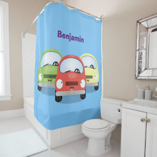 Rideaux De Douche Caricature de voitures Cute kawaii