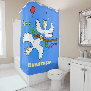 Rideaux De Douche Caricature d'oiseaux de cockatoo amusante