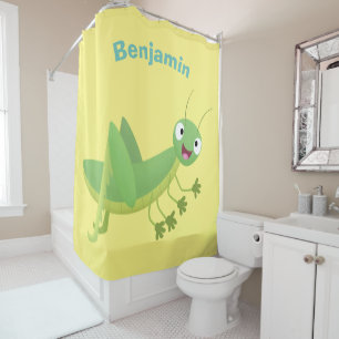 Rideaux De Douche Caricature d'une pâtisserie joyeux verte