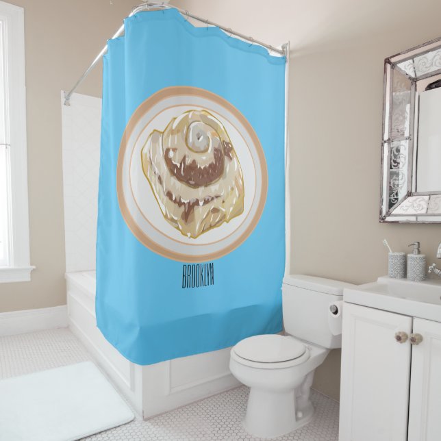 Rideaux De Douche Caricature en rouleau de cannelle (En situation)