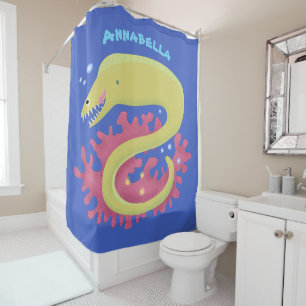 Rideaux De Douche Caricature humoristique murène verte